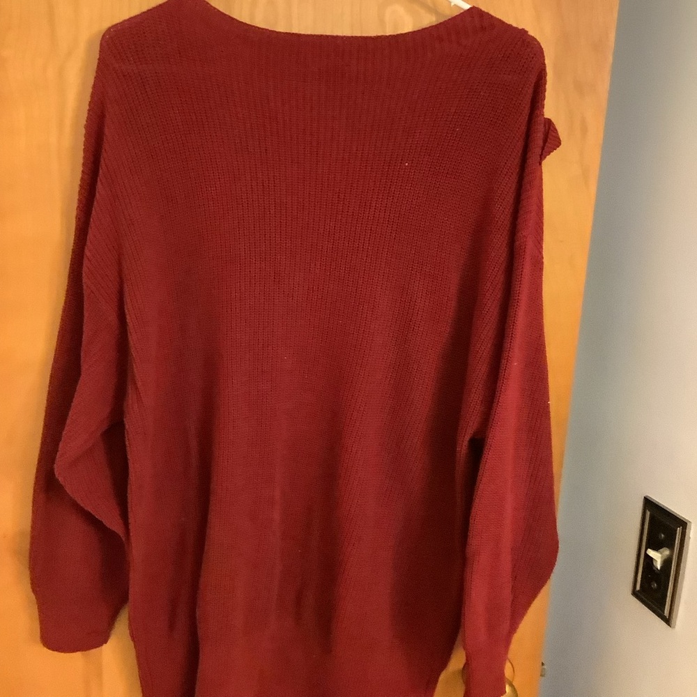 Women's Red Ruffle Sweater - Picture 3 of 3